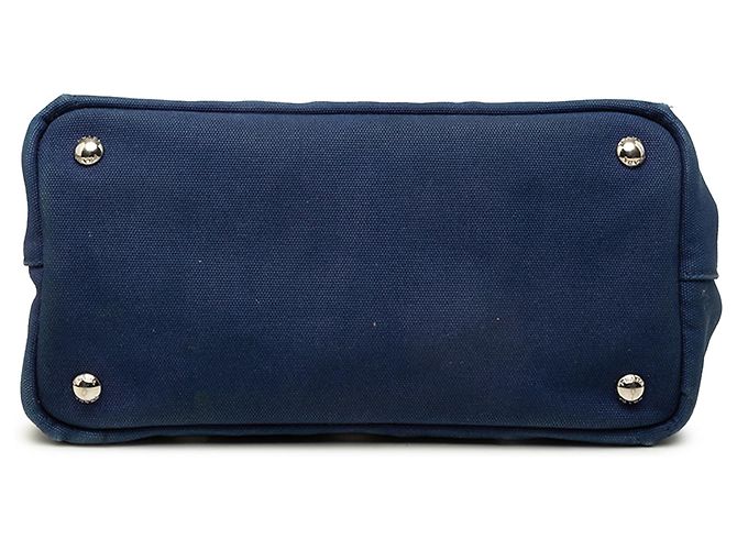 Prada Blue Small Canvas Canapa Satchel mit Ösen - Ansicht 3