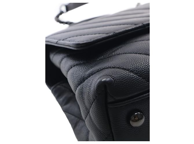 Chanel Black Small Chevron Caviar So Black Coco Top Handle Bag - Ansicht 10