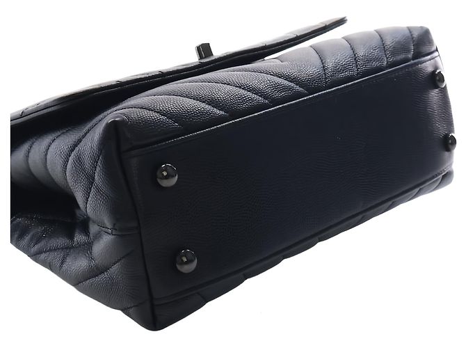 Chanel Black Small Chevron Caviar So Black Coco Top Handle Bag - Ansicht 11