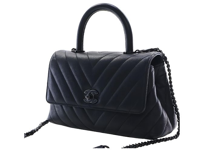 Chanel Black Small Chevron Caviar So Black Coco Top Handle Bag - Ansicht 13
