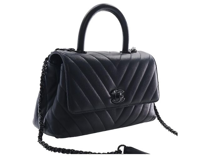 Chanel Black Small Chevron Caviar So Black Coco Top Handle Bag - Ansicht 14