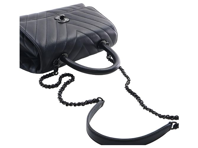 Chanel Black Small Chevron Caviar So Black Coco Top Handle Bag - Ansicht 15