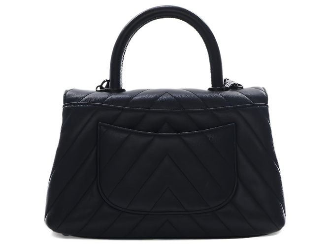 Chanel Black Small Chevron Caviar So Black Coco Top Handle Bag - Ansicht 2