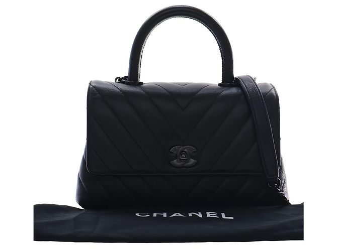 Chanel Black Small Chevron Caviar So Black Coco Top Handle Bag - Ansicht 6