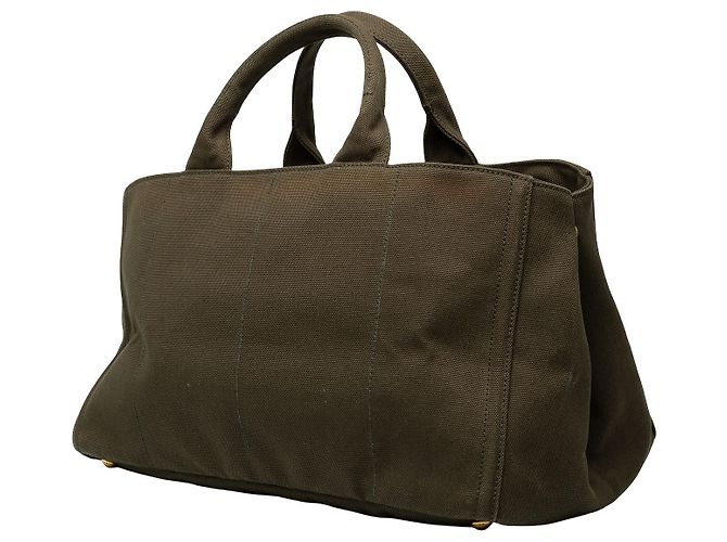 Borsa Satchel Prada Green Large Canvas Canapa Bijoux - vista 2