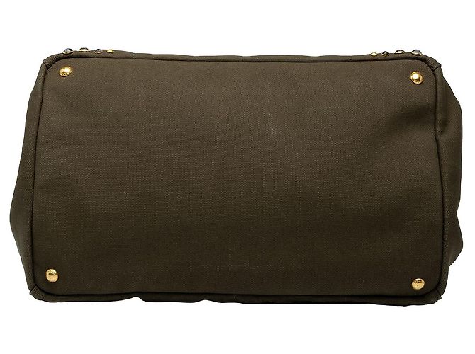 Borsa Satchel Prada Green Large Canvas Canapa Bijoux - vista 3