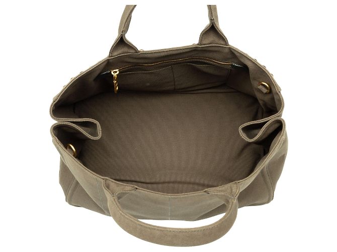 Borsa Satchel Prada Green Large Canvas Canapa Bijoux - vista 4