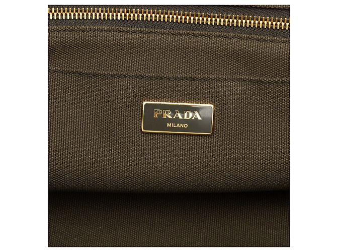 Borsa Satchel Prada Green Large Canvas Canapa Bijoux - vista 5