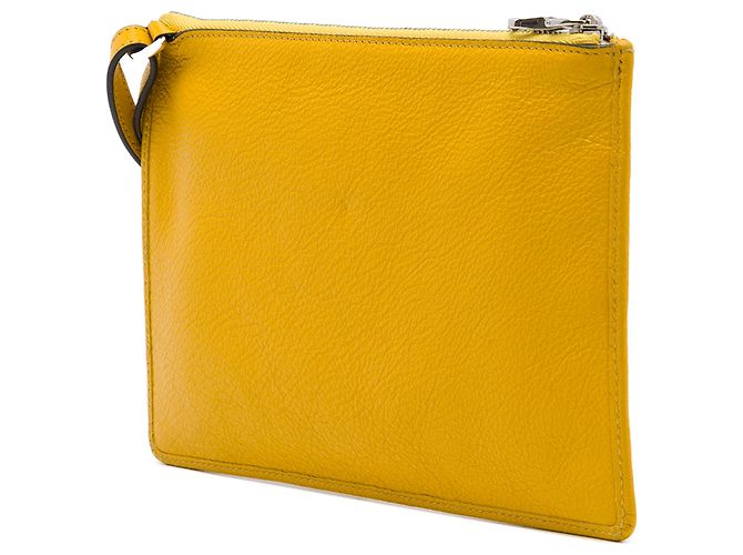 Pochette da polso LOEWE in pelle gialla con logo - vista 2