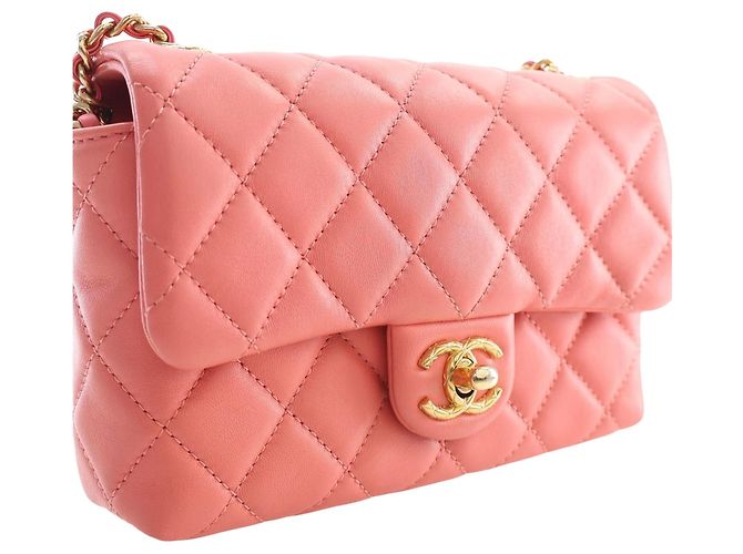 Chanel Pink Mini CC Quilted Lambskin Chain Flap - vista 13