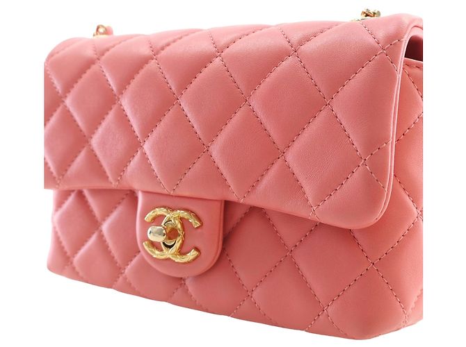 Chanel Pink Mini CC Quilted Lambskin Chain Flap - vista 14