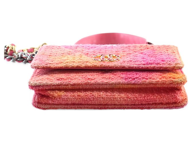 Chanel Pink Tweed Ombre 19 Wallet On Chain - vista 3
