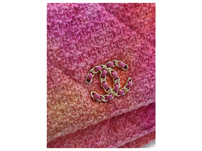 Chanel Pink Tweed Ombre 19 Wallet On Chain - vista 5