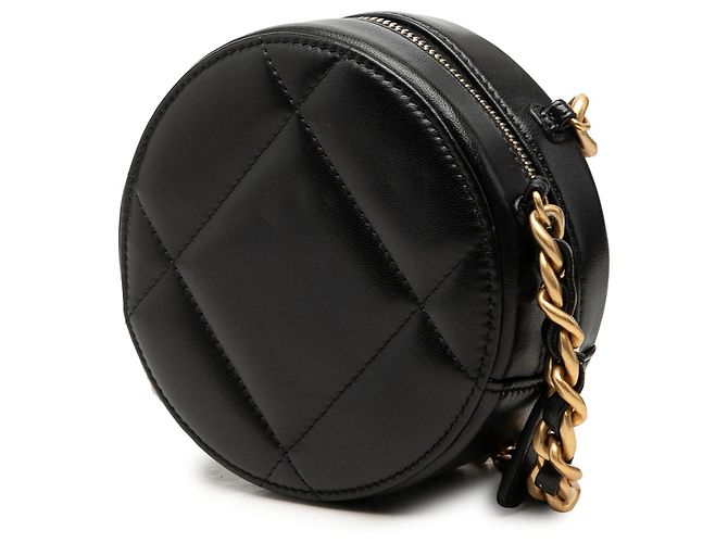 Clutch rotonda Chanel 19 in lambskin nero con catena - vista 2