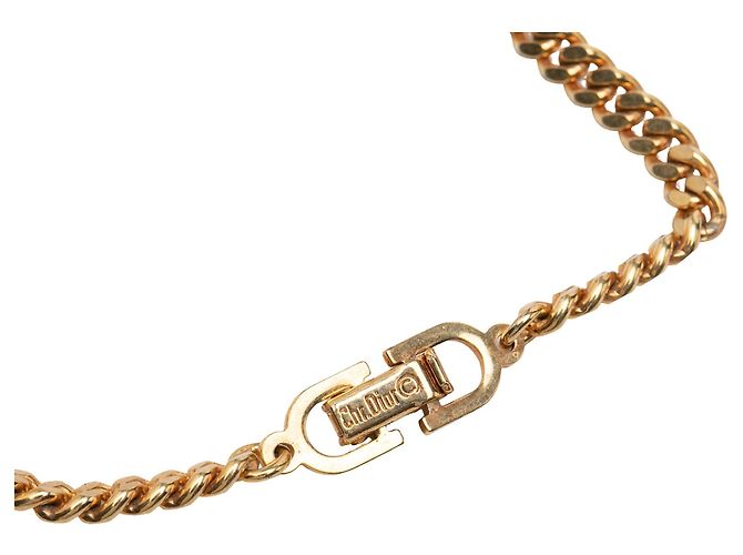 Bracciale a catena Dior Gold placcato oro con strass e logo CD - vista 5
