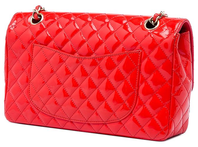 Chanel Red Medium Classic Patent Valentines Heart Charms Single Flap - vista 2