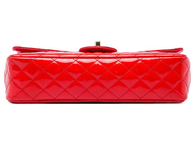 Chanel Red Medium Classic Patent Valentines Heart Charms Single Flap - vista 3