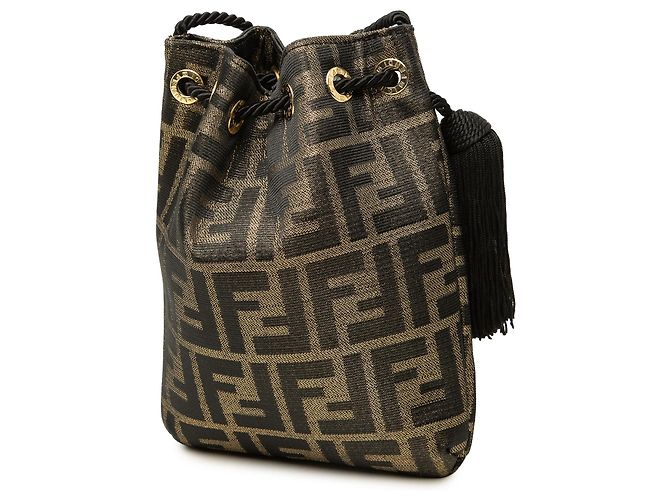 Fendi Brown Zucca Canvas Beuteltasche mit Kordelzug - Ansicht 2