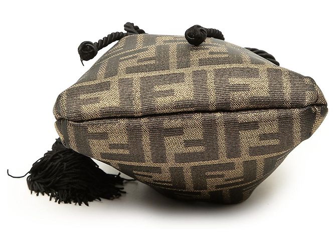 Fendi Brown Zucca Canvas Beuteltasche mit Kordelzug - Ansicht 3