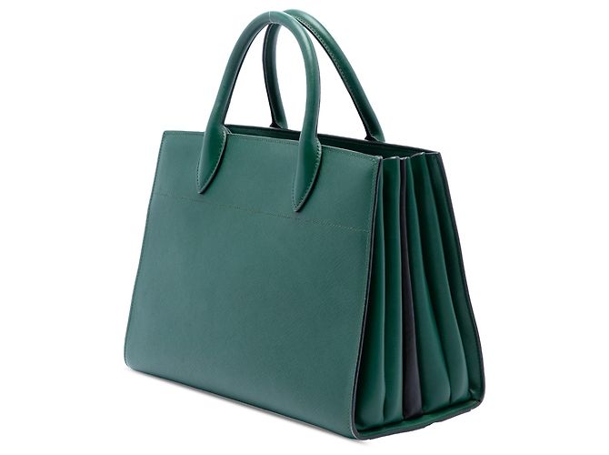 Borsa Satchel Prada Green Saffiano Bibliotheque - vista 2