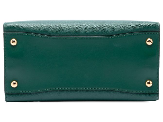 Borsa Satchel Prada Green Saffiano Bibliotheque - vista 3