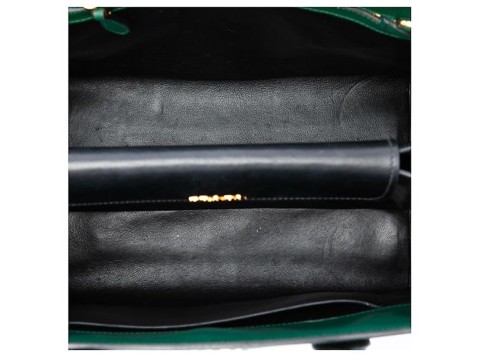 Borsa Satchel Prada Green Saffiano Bibliotheque - vista 4