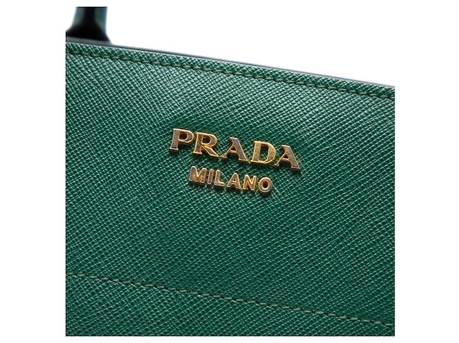 Borsa Satchel Prada Green Saffiano Bibliotheque - vista 5