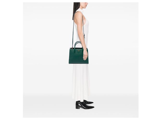 Borsa Satchel Prada Green Saffiano Bibliotheque - vista 6
