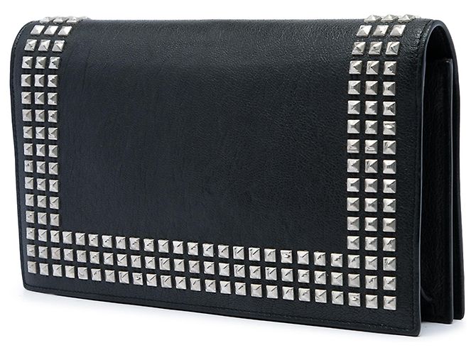 Autre Marque Clutch Monogram in pelle borchiata nera Saint Laurent - vista 2