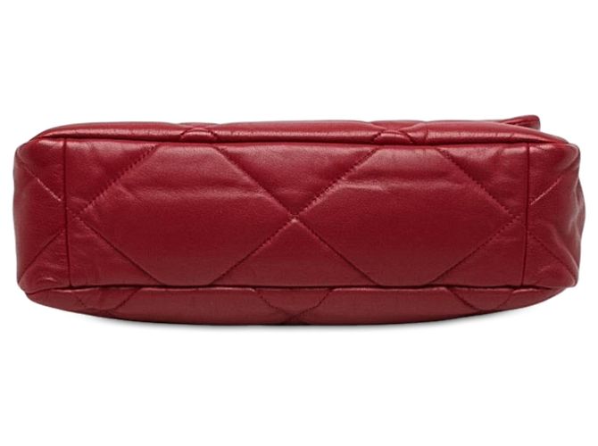 Chanel 19 Flap Large en agneau rouge - vue 3