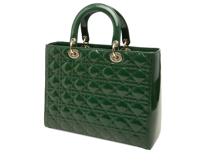Dior Green Large Patent Cannage Lady Dior - vista 2