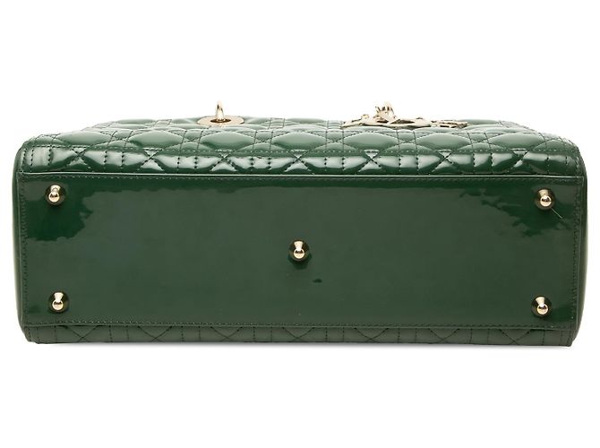 Dior Green Large Patent Cannage Lady Dior - vista 3