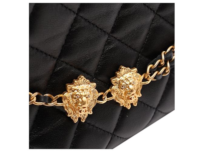 Borsa a tracolla Chanel Leo in pelle d'agnello matelassé nera - vista 7