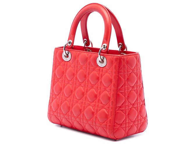 Dior Red Medium Lambskin Cannage Lady Dior - Ansicht 2