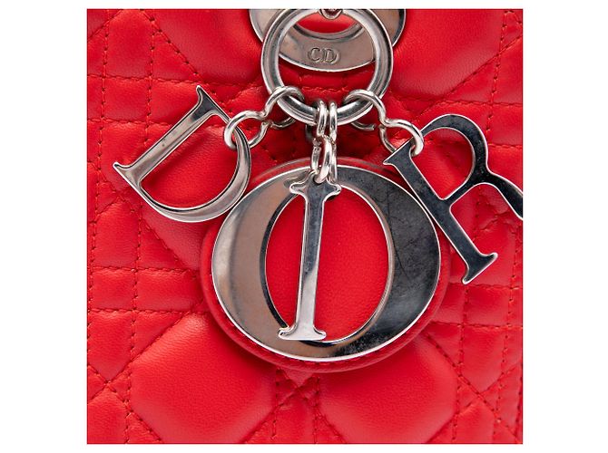 Dior Red Medium Lambskin Cannage Lady Dior - Ansicht 5
