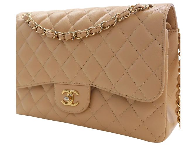 Chanel Beige Jumbo Classic Caviar Double Flap - vista 12
