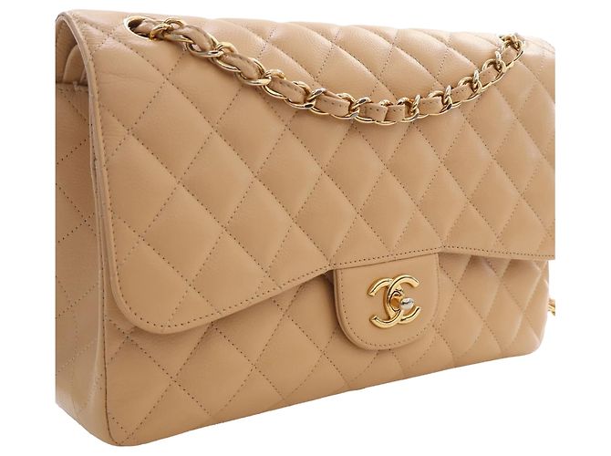 Chanel Beige Jumbo Classic Caviar Double Flap - vista 13