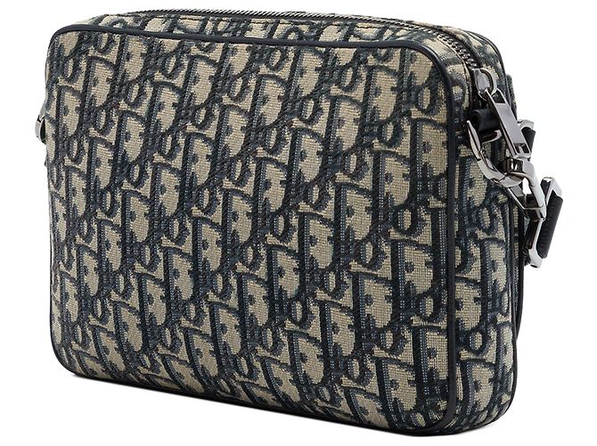 borsetta Triple Pouch Saddle in tela Oblique blu Dior - vista 2