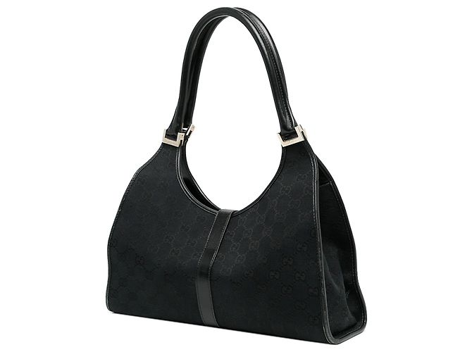 Borsa a tracolla Gucci Jackie Bardot in tela GG nera - vista 2