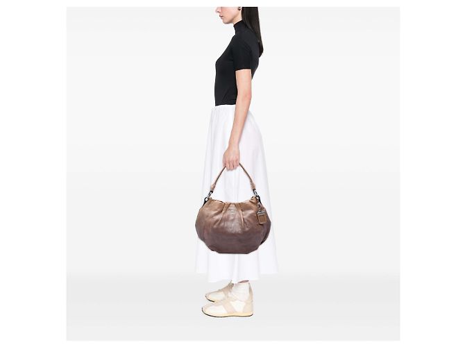 Borsa Hobo Prada in pelle di vitello Naplak Glace Sfumato Brown - vista 5