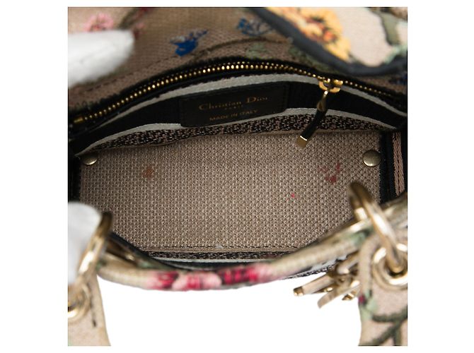 Dior Beige Mini Embroidered Canvas Petites Fleurs Toile De Jouy Lady D Lite - vista 4