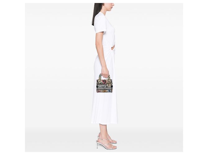 Dior Beige Mini Embroidered Canvas Petites Fleurs Toile De Jouy Lady D Lite - vista 5