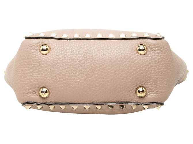 Borsa Valentino Rockstud Mini in pelle di vitello grana marrone - vista 3