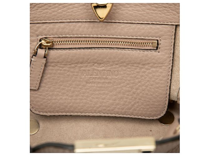 Borsa Valentino Rockstud Mini in pelle di vitello grana marrone - vista 5