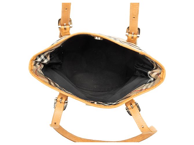 Borsa Bucket Burberry Beige House Check Canvas - vista 4
