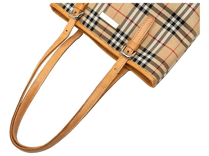 Borsa Bucket Burberry Beige House Check Canvas - vista 6