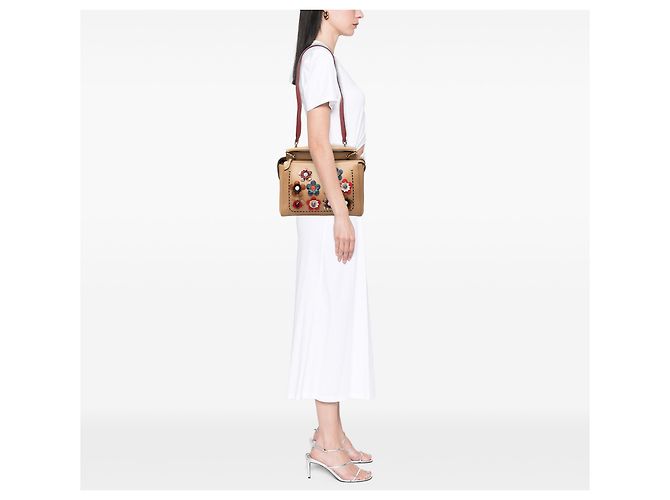 Bolsa Fendi Flowerland Dotcom Medium em couro marrom - vista 6