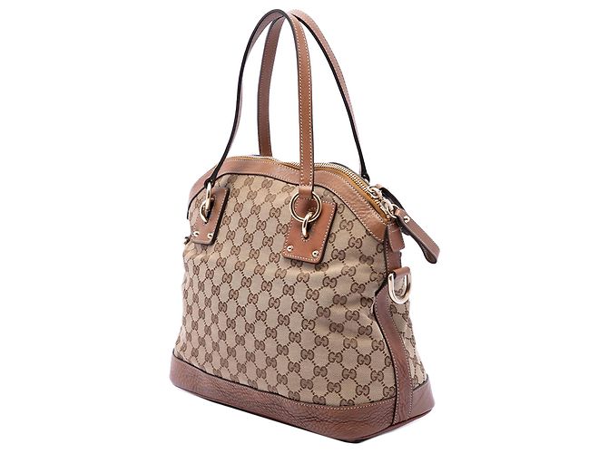 Borsa Gucci Beige Medium GG Canvas Charm Dome Satchel - vista 2