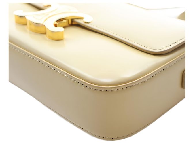 Céline Borsa a tracolla Celine Claude in pelle di vitello lucida gialla con Triomphe - vista 11