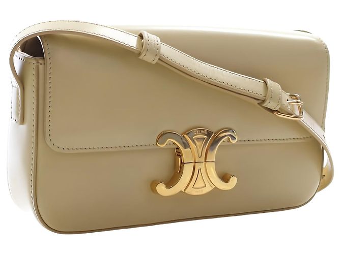 Céline Borsa a tracolla Celine Claude in pelle di vitello lucida gialla con Triomphe - vista 12